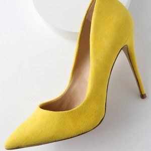 Steve Madden's  Daisie Yellow Suede Stiletto Heels